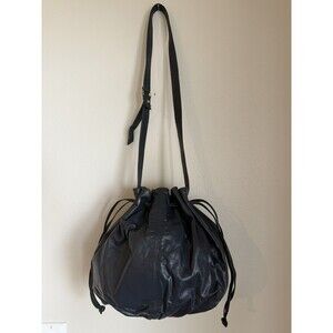 Vintage Reem Leather Navy Blue Drawstring Purse Handbag Made in USA
